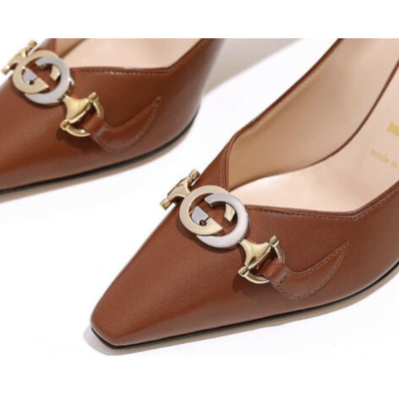NIB Gucci Zumi 75 Pump Cognac Leather Pumps - Picture 3 of 12